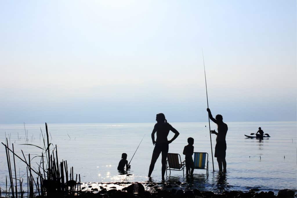 A photo of a group of friends fly fishing together.